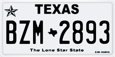 TX license plate BZM2893