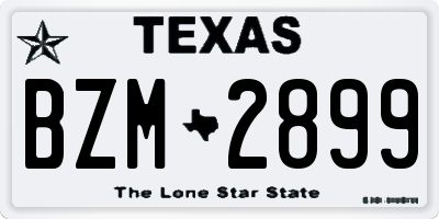 TX license plate BZM2899