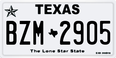 TX license plate BZM2905