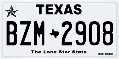 TX license plate BZM2908