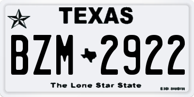 TX license plate BZM2922