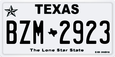 TX license plate BZM2923