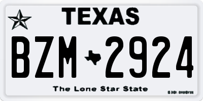 TX license plate BZM2924
