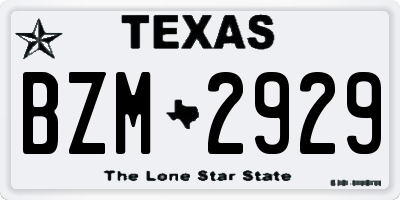 TX license plate BZM2929