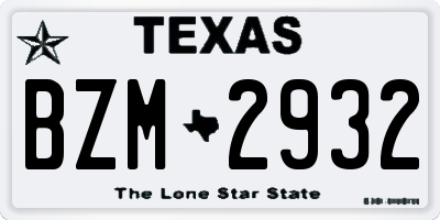 TX license plate BZM2932