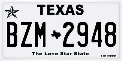 TX license plate BZM2948