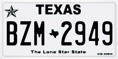 TX license plate BZM2949