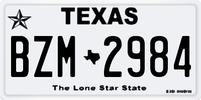 TX license plate BZM2984