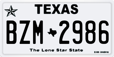 TX license plate BZM2986