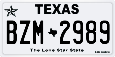 TX license plate BZM2989