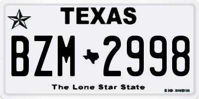 TX license plate BZM2998