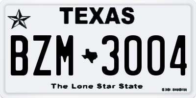 TX license plate BZM3004