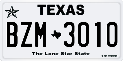 TX license plate BZM3010