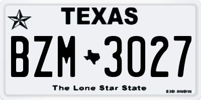 TX license plate BZM3027