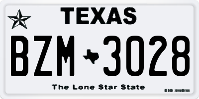 TX license plate BZM3028