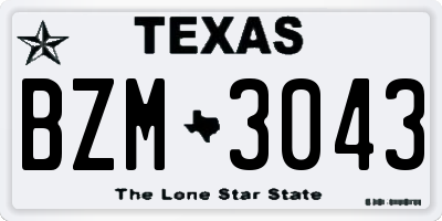 TX license plate BZM3043