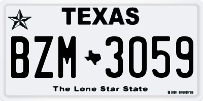 TX license plate BZM3059