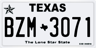 TX license plate BZM3071