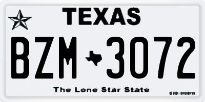TX license plate BZM3072