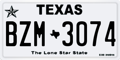 TX license plate BZM3074