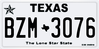 TX license plate BZM3076