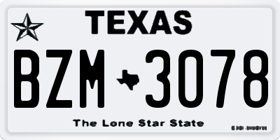 TX license plate BZM3078