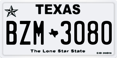 TX license plate BZM3080