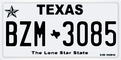 TX license plate BZM3085