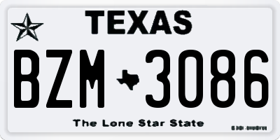 TX license plate BZM3086