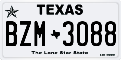 TX license plate BZM3088