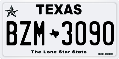 TX license plate BZM3090