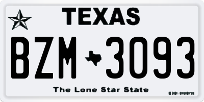 TX license plate BZM3093