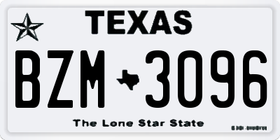 TX license plate BZM3096