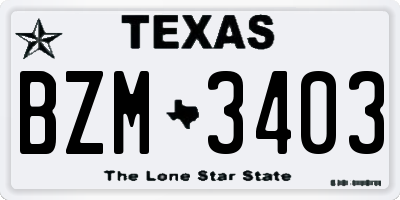 TX license plate BZM3403