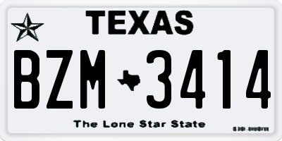 TX license plate BZM3414