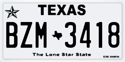 TX license plate BZM3418
