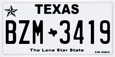 TX license plate BZM3419