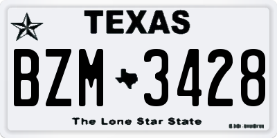 TX license plate BZM3428