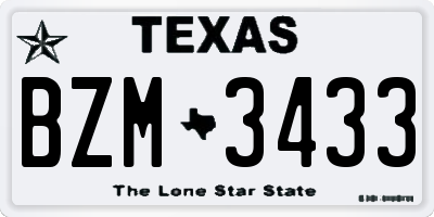 TX license plate BZM3433
