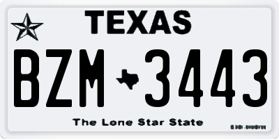 TX license plate BZM3443