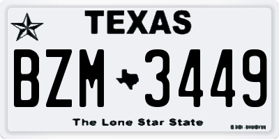 TX license plate BZM3449