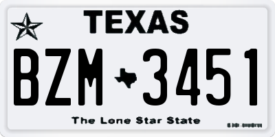 TX license plate BZM3451