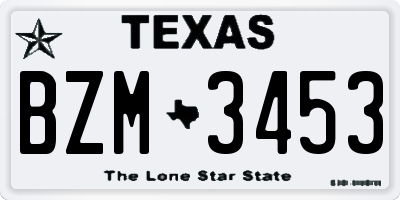 TX license plate BZM3453