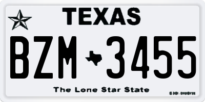 TX license plate BZM3455