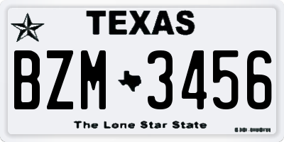 TX license plate BZM3456