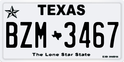 TX license plate BZM3467
