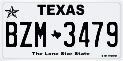 TX license plate BZM3479