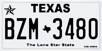 TX license plate BZM3480