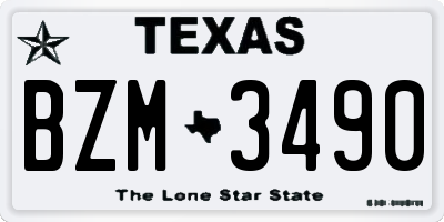 TX license plate BZM3490