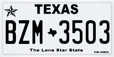 TX license plate BZM3503
